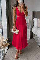 Isolde Elegant Pleated Evening Midi Dress