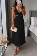 Isolde Elegant Pleated Evening Midi Dress
