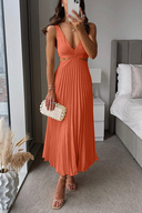 Isolde Elegant Pleated Evening Midi Dress