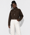 Kaelis Structured Zip Cropped Denim Jacket