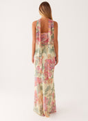 Kaia Strapless Floral Maxi Dress Scarf Detail