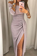 Seraphina Off-Shoulder Ruched Midi Dress