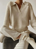 Elowen Lapel Ribbed Knit Sweater
