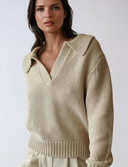 Elowen Lapel Ribbed Knit Sweater