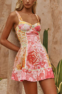 Liora Floral Corset Square Neck Mini Dress
