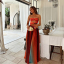 Lucenya Flowing Strapless Cut Out Maxi Dress