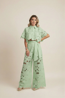 Solmara Two-Piece Lace Cut Out Set Wide Leg