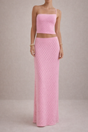 Lurelle Two Piece Knit Set Strapless Top Maxi Skirt