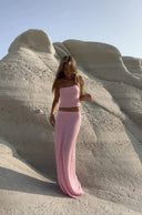 Lurelle Two Piece Knit Set Strapless Top Maxi Skirt