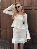 Elara Bell Sleeve Knit Skirt Set