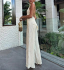 Marcelline Pleated Halter Top & Wide Leg Pants Set