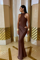 Mariselle Asymmetrical Draped Maxi Dress