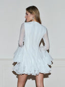 Mariselle Ruffle Sheer Long Sleeve Mini Dress