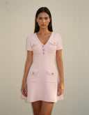 Mariselle Textured Button Mini Dress
