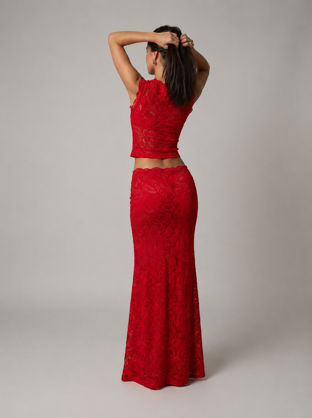 red lace two piece dress Homecoming Dresses,Lace Homecoming Dress,Burgundy Homecoming Taffeta Sleeve Style Formal Train Skirt & Lace