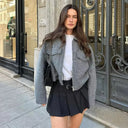 Marvelle Cropped Tweed Short Zip Up Jacket