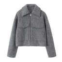 Marvelle Cropped Tweed Short Zip Up Jacket