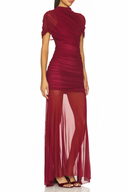 Mireya Asymmetrical Mesh Detail Maxi Dress