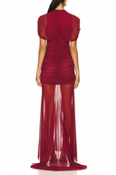 Mireya Asymmetrical Mesh Detail Maxi Dress