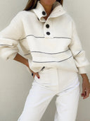 Noelle Button Collar Knit Sweater