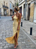 Noelle Glam Satin Evening Maxi Dress