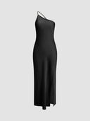 Noelle Glam Satin Evening Maxi Dress
