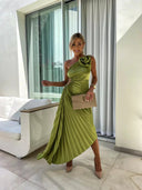 Noelle Statement Pleated Formal Midi Dress