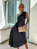Noelle Statement Pleated Formal Midi Dress