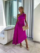 Noelle Statement Pleated Formal Midi Dress