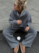 Noemi Soft Ribbed Half-Zip Lounge Set