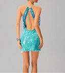 Noosa Ocean Glow Sequin Cut Out Mini Dress
