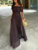 Serena Off Shoulder Chiffon Maxi Dress