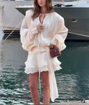 Renata Textured Fully Pleated Ruffled Mini Dress