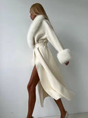 Serena Faux Fur Belted Long Coat for Women