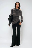 Serano Asymmetrical Ribbed Knit Top