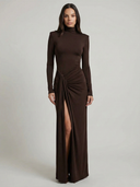 Seraphine High Neck Long Sleeve Slit Maxi Dress