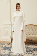 Seravelle Flowing Pearl Trim Shawl Detail Maxi Dress