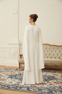 Seravelle Flowing Pearl Trim Shawl Detail Maxi Dress