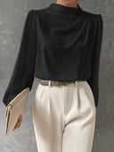 Serelle Bishop Satin Long Sleeve Blouse