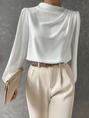 Serelle Bishop Satin Long Sleeve Blouse