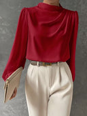 Serelle Bishop Satin Long Sleeve Blouse