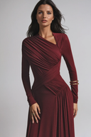 Serena Asymmetric Ruched Evening Maxi Dress