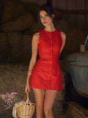 Serena Button Front Sleeveless Mini Dress