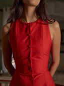Serena Button Front Sleeveless Mini Dress