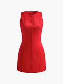 Serena Button Front Sleeveless Mini Dress