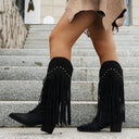 Serena Fringe Mid Calf Western Boots