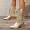 Serena Fringe Mid Calf Western Boots