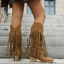 Serena Fringe Mid Calf Western Boots