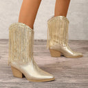 Serena Fringe Mid Calf Western Boots