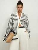 Serena Modern Stripe Oversized Blouse